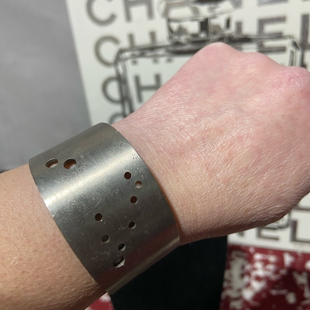 Scout Pewter Tone Wide Constellation Perforated Cuff Bracelet Star Map Celestial